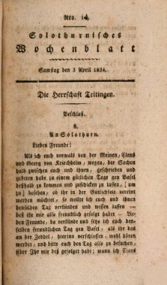 Solothurnisches Wochenblatt Samstag 3. April 1824