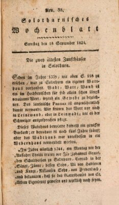 Solothurnisches Wochenblatt Samstag 18. September 1824