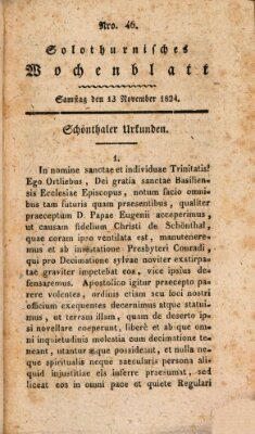 Solothurnisches Wochenblatt Samstag 13. November 1824