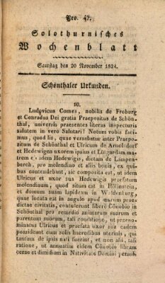 Solothurnisches Wochenblatt Samstag 20. November 1824