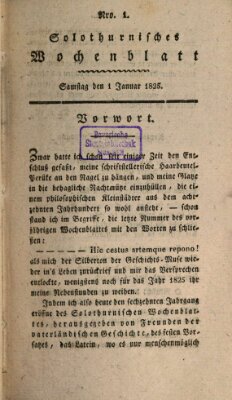 Solothurnisches Wochenblatt Samstag 1. Januar 1825