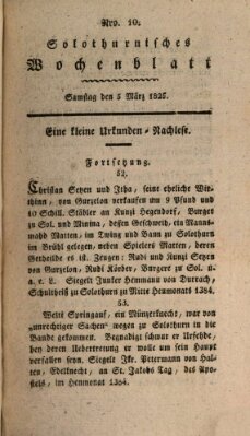 Solothurnisches Wochenblatt Samstag 5. März 1825