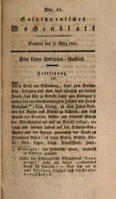 Solothurnisches Wochenblatt Samstag 26. März 1825