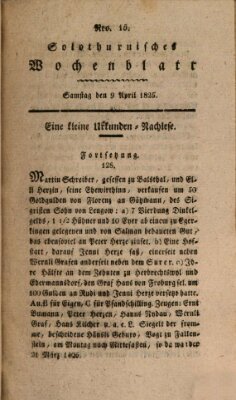 Solothurnisches Wochenblatt Samstag 9. April 1825