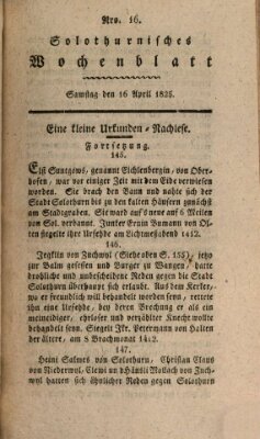 Solothurnisches Wochenblatt Samstag 16. April 1825