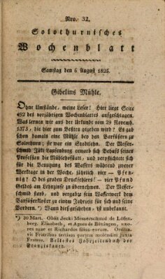 Solothurnisches Wochenblatt Samstag 6. August 1825