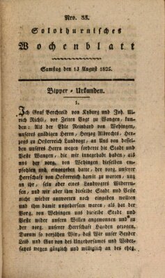 Solothurnisches Wochenblatt Samstag 13. August 1825