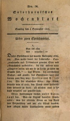 Solothurnisches Wochenblatt Samstag 3. September 1825