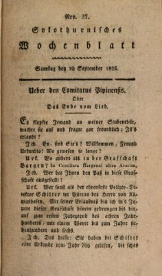 Solothurnisches Wochenblatt Samstag 10. September 1825