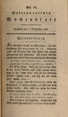 Solothurnisches Wochenblatt Samstag 17. September 1825