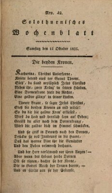 Solothurnisches Wochenblatt Samstag 15. Oktober 1825