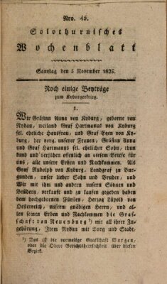 Solothurnisches Wochenblatt Samstag 5. November 1825