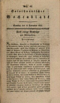 Solothurnisches Wochenblatt Samstag 12. November 1825