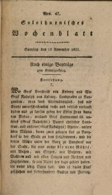 Solothurnisches Wochenblatt Samstag 19. November 1825