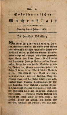 Solothurnisches Wochenblatt Samstag 4. Februar 1826