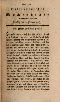 Solothurnisches Wochenblatt Samstag 25. Februar 1826