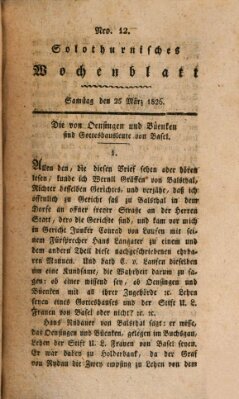 Solothurnisches Wochenblatt Samstag 25. März 1826