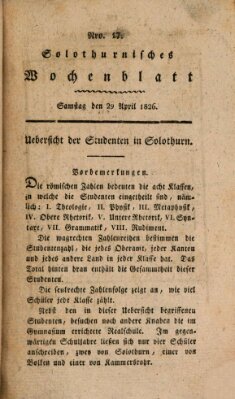 Solothurnisches Wochenblatt Samstag 29. April 1826