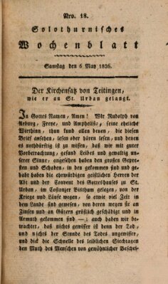 Solothurnisches Wochenblatt Samstag 6. Mai 1826