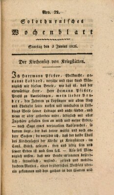 Solothurnisches Wochenblatt Samstag 3. Juni 1826