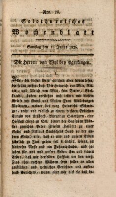 Solothurnisches Wochenblatt Samstag 15. Juli 1826