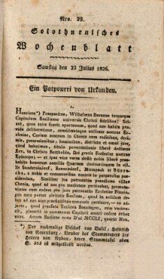 Solothurnisches Wochenblatt Samstag 22. Juli 1826