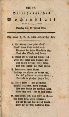 Solothurnisches Wochenblatt Samstag 29. Juli 1826