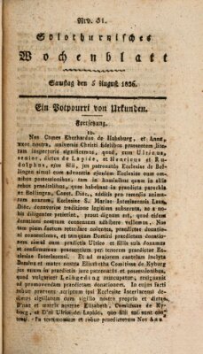 Solothurnisches Wochenblatt Samstag 5. August 1826