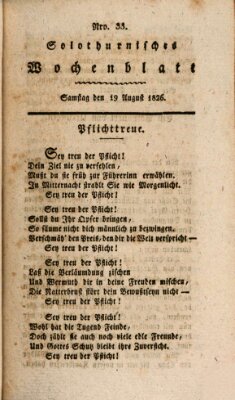 Solothurnisches Wochenblatt Samstag 19. August 1826