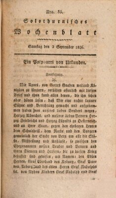 Solothurnisches Wochenblatt Samstag 2. September 1826