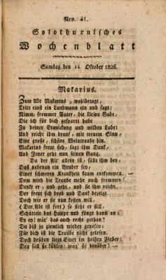 Solothurnisches Wochenblatt Samstag 14. Oktober 1826