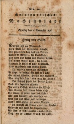 Solothurnisches Wochenblatt Samstag 4. November 1826