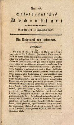 Solothurnisches Wochenblatt Samstag 18. November 1826