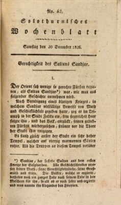 Solothurnisches Wochenblatt Samstag 30. Dezember 1826