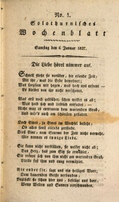 Solothurnisches Wochenblatt Samstag 6. Januar 1827