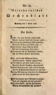 Solothurnisches Wochenblatt Samstag 7. April 1827