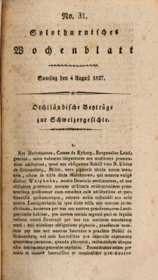 Solothurnisches Wochenblatt Samstag 4. August 1827