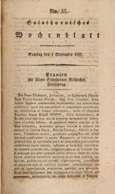 Solothurnisches Wochenblatt Samstag 1. September 1827