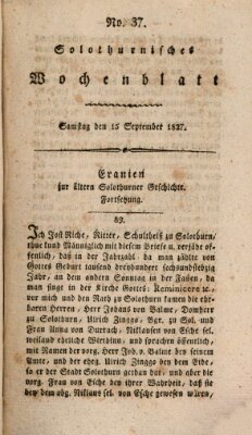 Solothurnisches Wochenblatt Samstag 15. September 1827