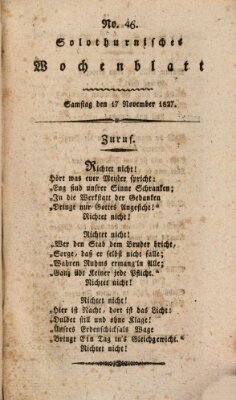 Solothurnisches Wochenblatt Samstag 17. November 1827