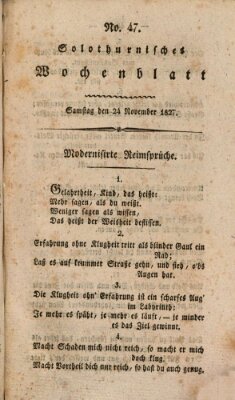 Solothurnisches Wochenblatt Samstag 24. November 1827