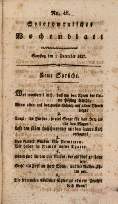 Solothurnisches Wochenblatt Samstag 1. Dezember 1827