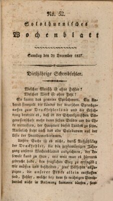 Solothurnisches Wochenblatt Samstag 29. Dezember 1827