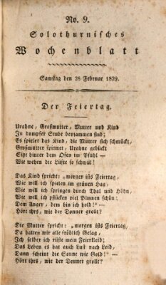 Solothurnisches Wochenblatt Samstag 28. Februar 1829