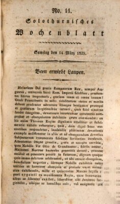 Solothurnisches Wochenblatt Samstag 14. März 1829