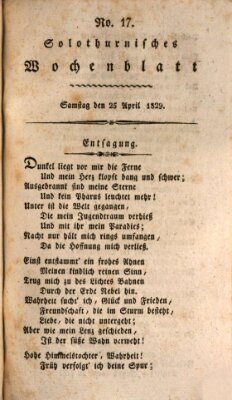 Solothurnisches Wochenblatt Samstag 25. April 1829