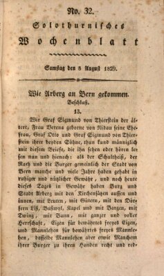 Solothurnisches Wochenblatt Samstag 8. August 1829