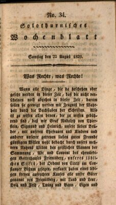 Solothurnisches Wochenblatt Samstag 22. August 1829