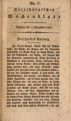 Solothurnisches Wochenblatt Samstag 12. September 1829