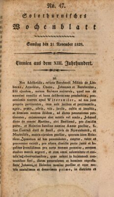 Solothurnisches Wochenblatt Samstag 21. November 1829